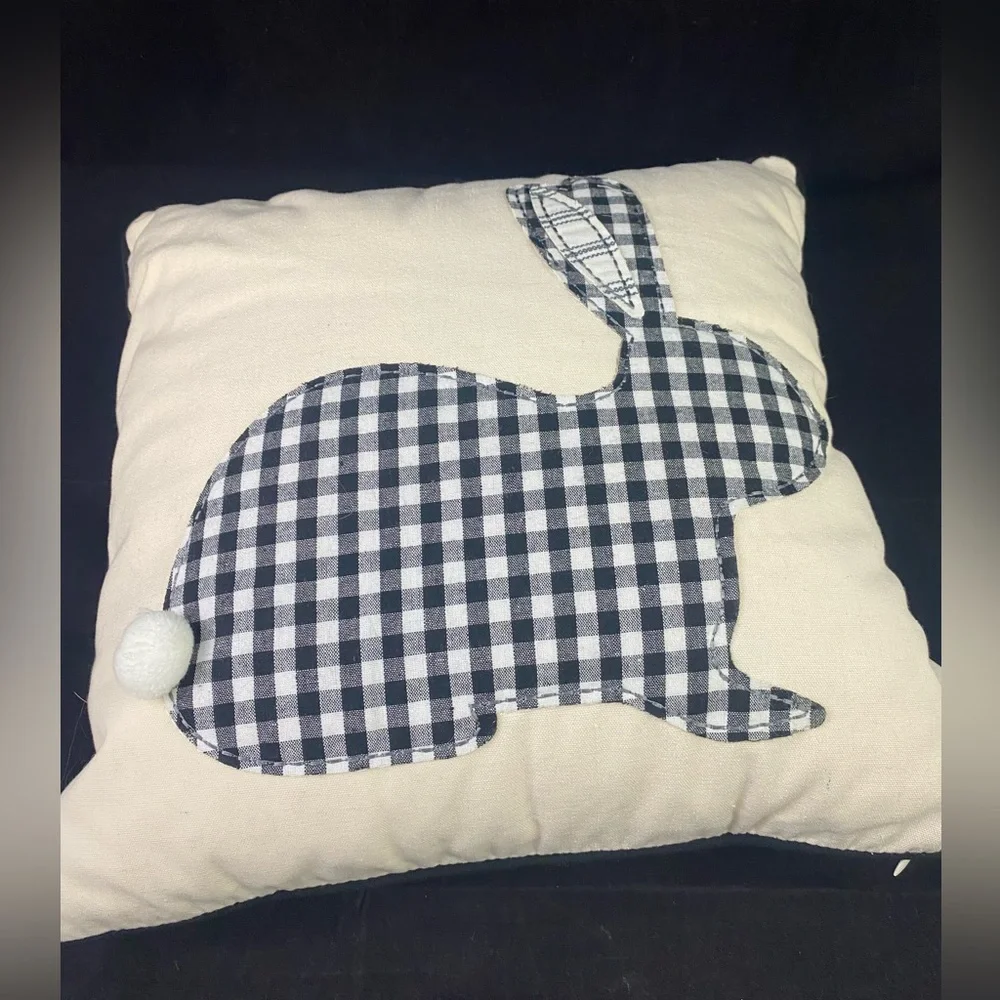 Tabitha Webb Bunny Rabbit Square Throw Pillow Spring Decor Gingham Striped A3